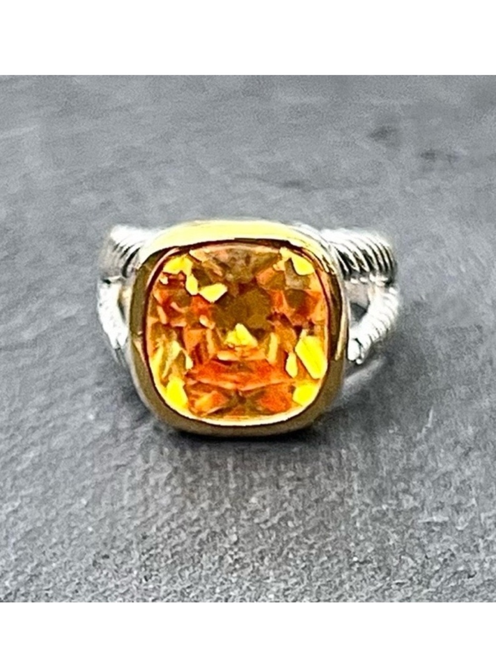 New Canary Yellow Sterling Silver Cable Ring